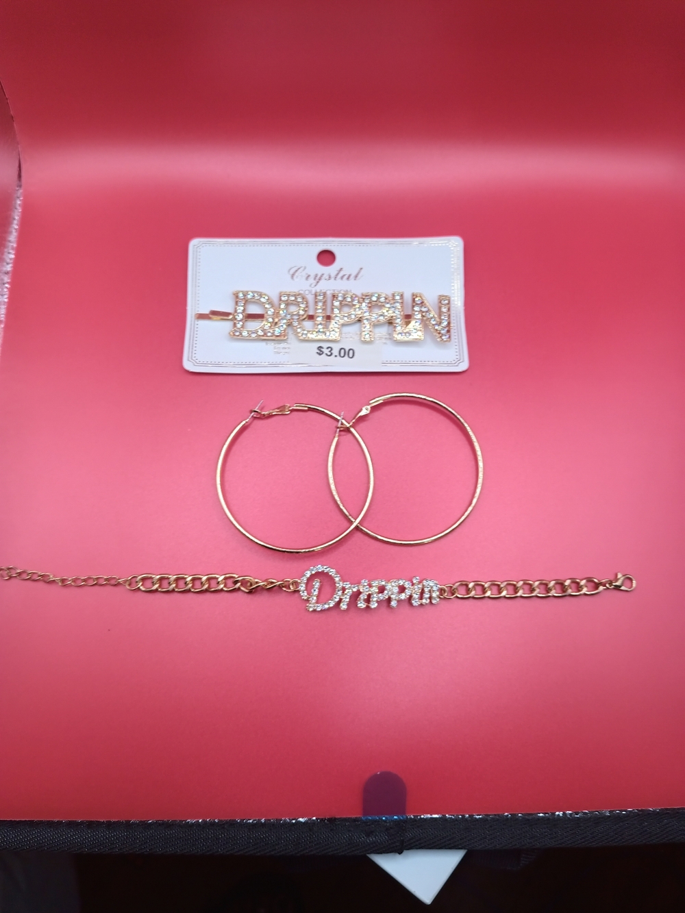 Drippin Gold-Tone Hoop Earrings and Bracelet Set